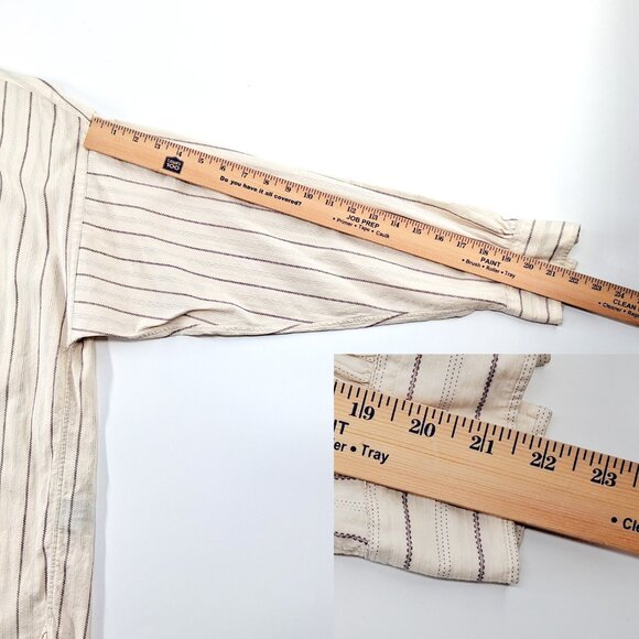 RALPH LAUREN Blue Label Vintage Peasant Poet Bib Blouse Cream Purple Stripe 10 - Picture 12 of 13